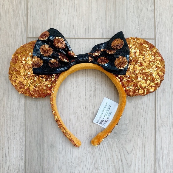 Disney Accessories - Disney Orange Sequins Halloween Mickey Ears